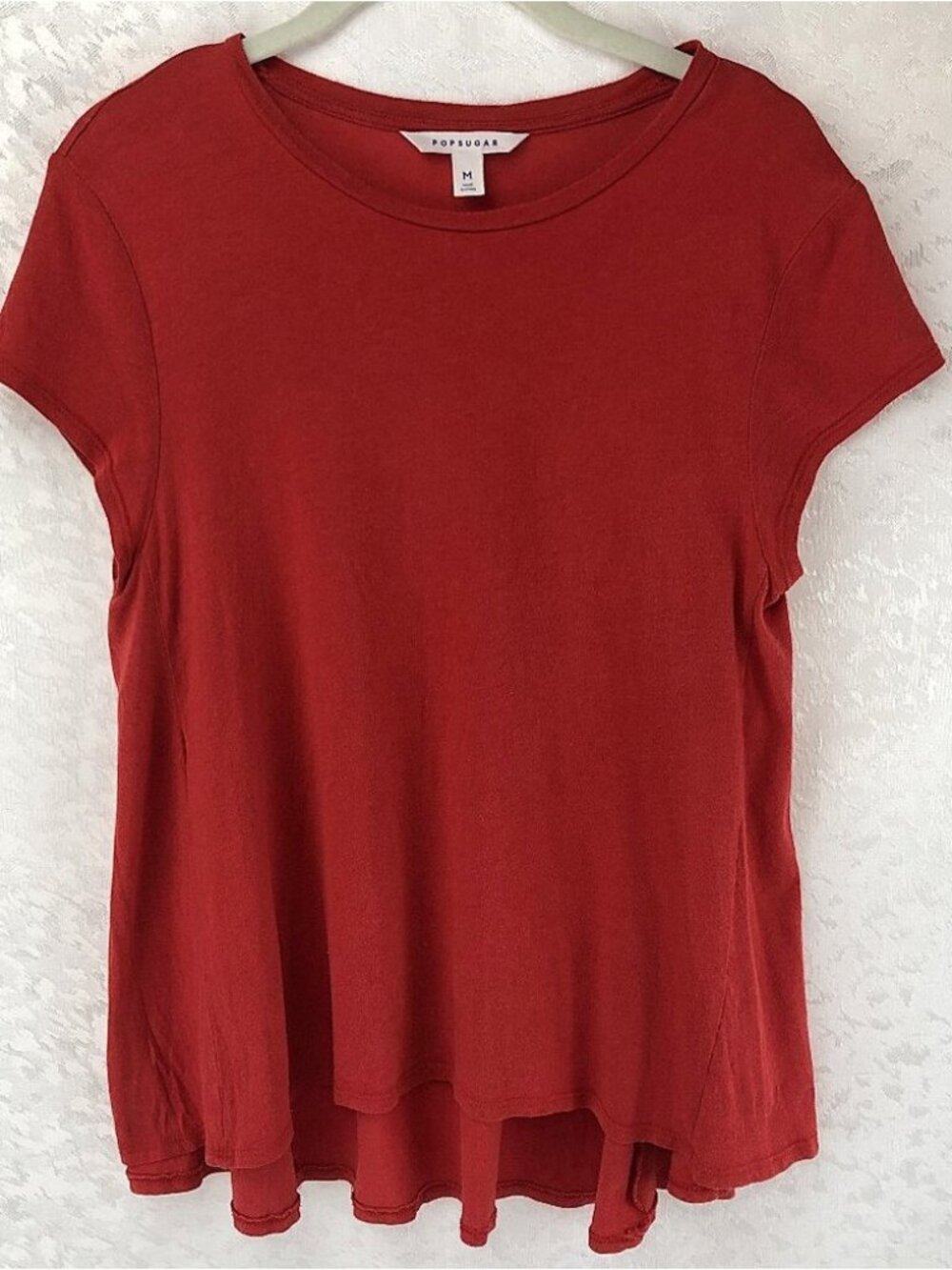 Women's Red Cotton Blend Short Sleeve Tee Shirt Size M